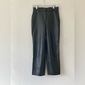 Aritzia Babaton Black Faux Leather Pants Straight Leg Classic High Rise Size 4